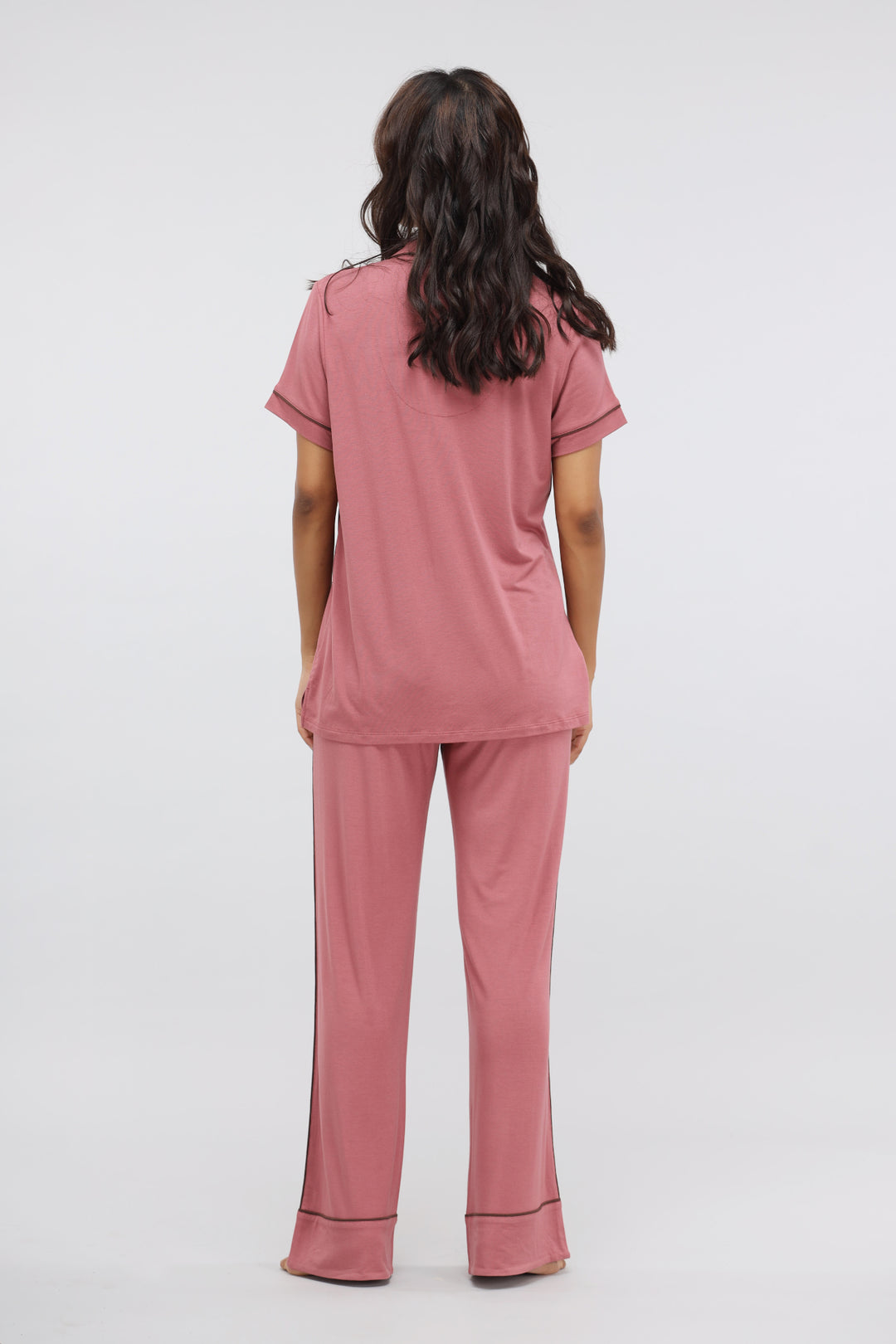 Deco Rose Modal Piping Lounge Pant shown from the back.