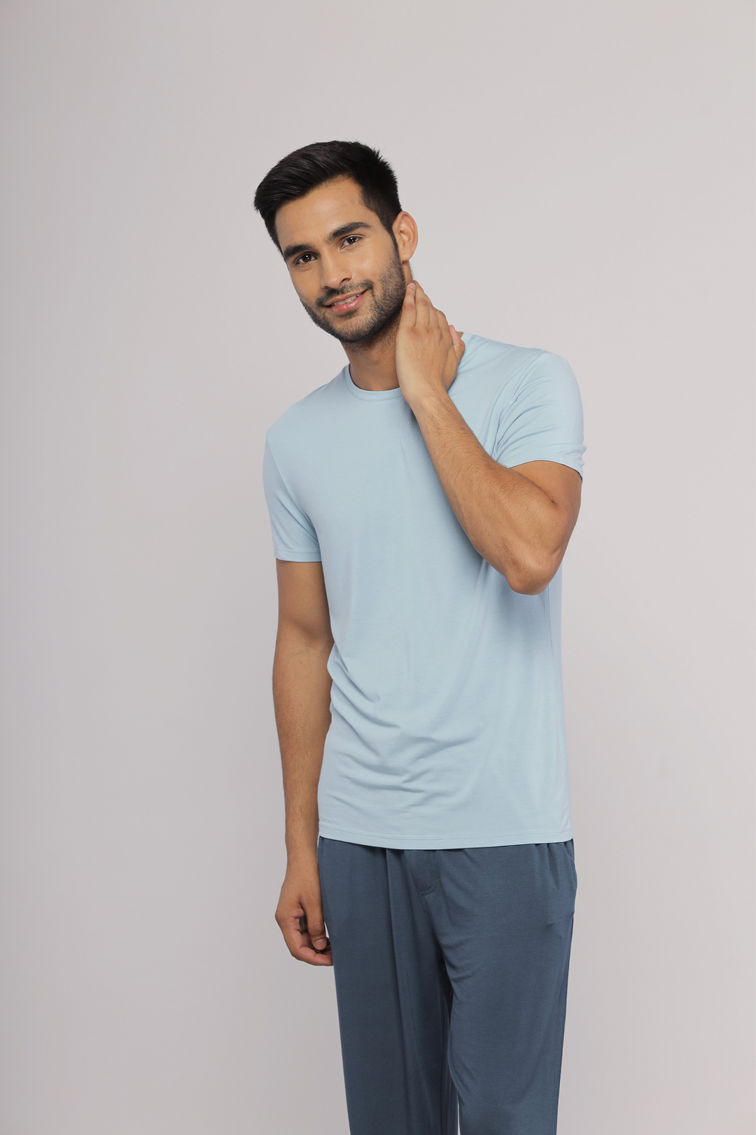 Ombre blue men's pajama set featuring a relaxed fit and stylish design.