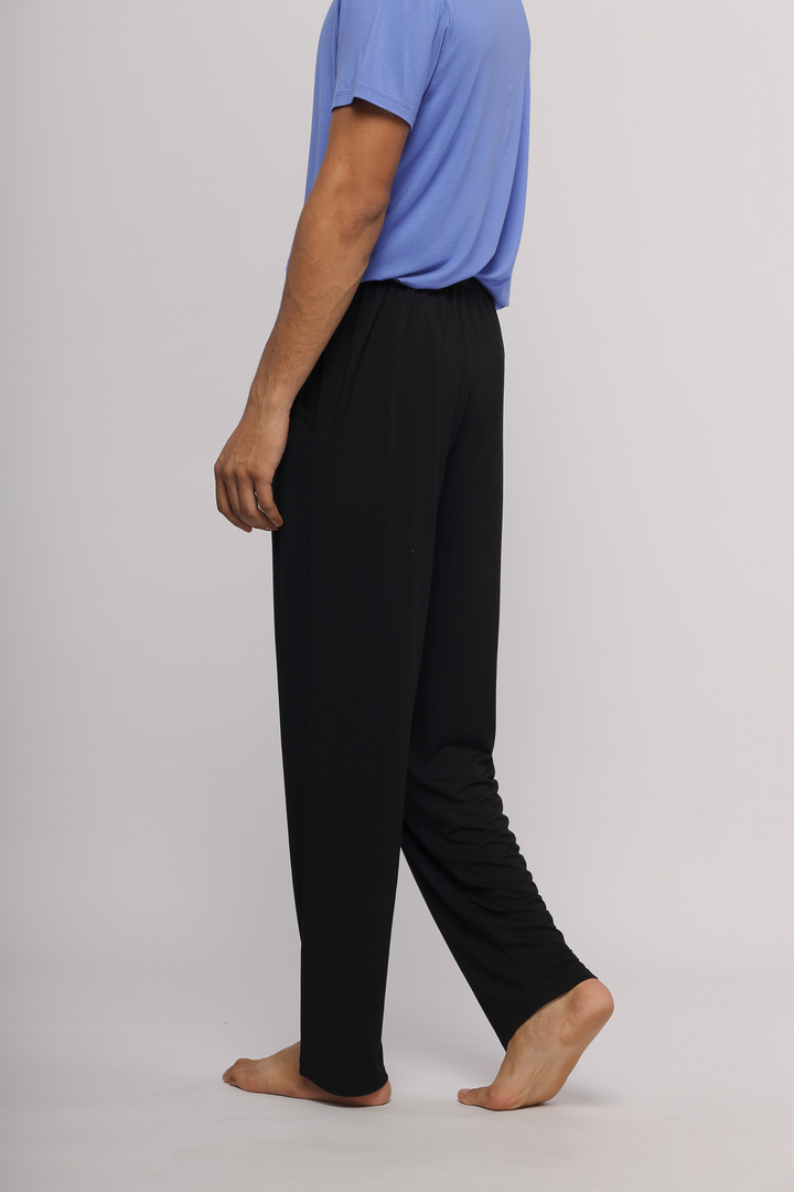 Relax Blue Mens T-Shirt paired with black pants, casual style.