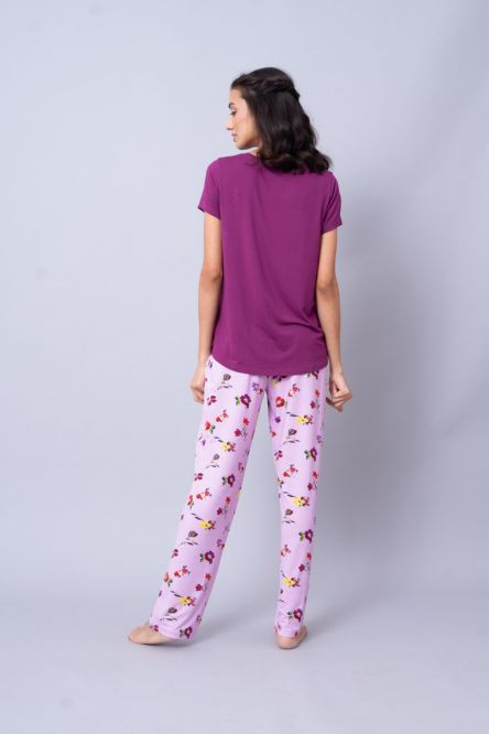 Cozy winter pajamas with floral print, perfect for romantic nights.